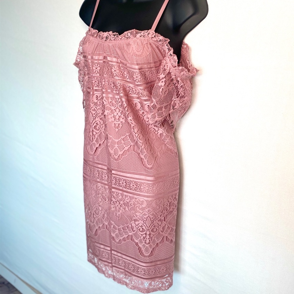 SOLD Revolve Mauve Bardot Lace Dress - Picture 2 of 8